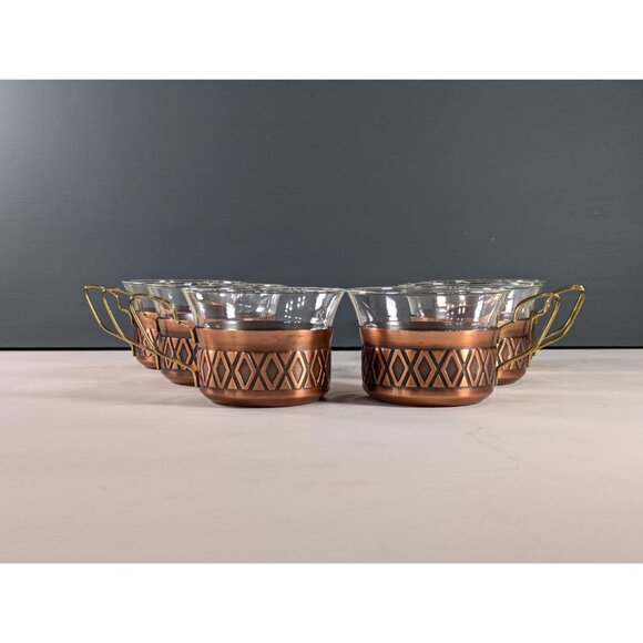 Vintage Schott Mainz Jenaer Glasses: set of 6 tea / coffee glasses with copper - Picture 8 of 14